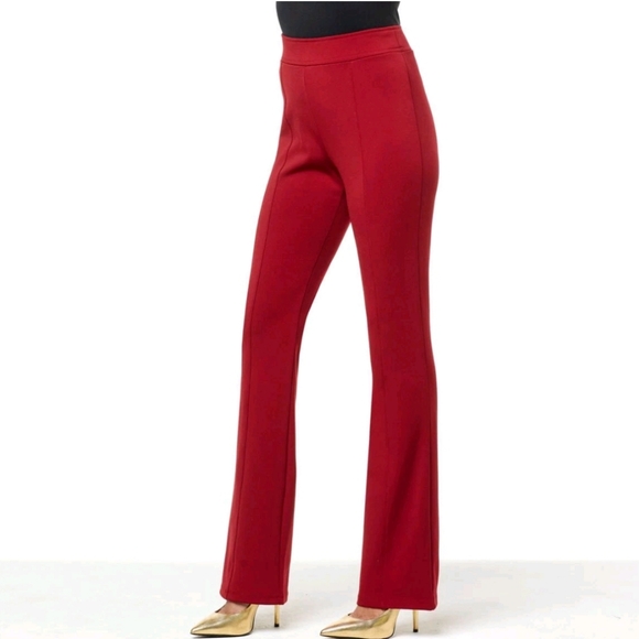 NWT IMAN Global Chic Plus 2X Bootcut Pants Red High Rise Secret Smooth Pull On - Picture 1 of 11
